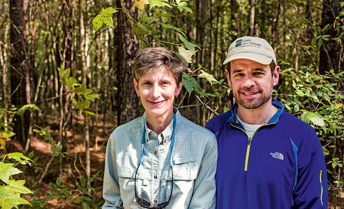 Two people at a forest near Catawba River (photo)